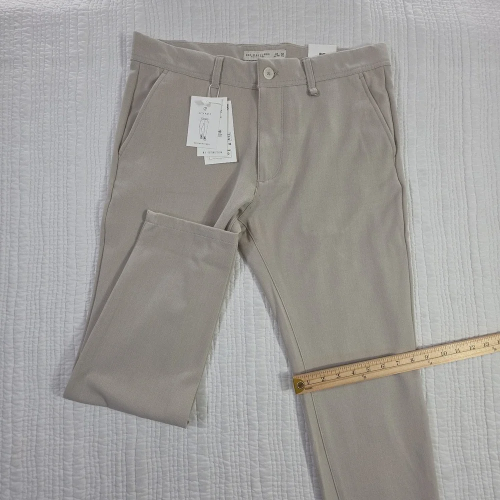 Denim & Flower Ricky Singh Men's City Pant 32x28 Taupe Slim Fit Stretch NWT